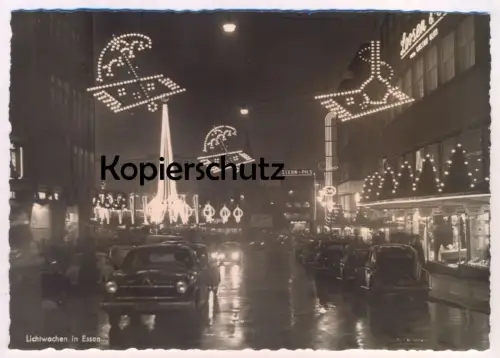 ÄLTERE POSTKARTE ESSEN LICHTWOCHEN 1956 C & A BORGWARD ISABELLA VW VOLKSWAGEN KÄFER STERN PILS Ansichtskarte AK postcard