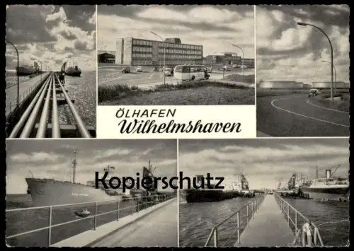 ÄLTERE POSTKARTE WILHELMSHAVEN ÖLHAFEN HAFEN SCHIFF ESSO STUTTGART Dampfer Bus ship harbour port postcard cpa