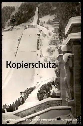 ÄLTERE POSTKARTE GARMISCH-PARTENKIRCHEN OLYMPIA SKISTADION Stadion Skisprungschanze ski stadium postcard Ansichtskarte