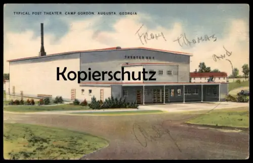 ALTE POSTKARTE AUGUSTA GEORGIA CAMP GORDON TYPICAL POST THEATER NO. 1 USA postcard Ansichtskarte