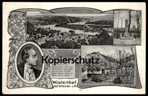 ALTE POSTKARTE WÜSTENHOF BEI VALLENDAR AM RHEIN SAH EIN KNAB EIN RÖSLEIN STEHN, RÖSLEIN AUF DER HEIDEN cpa postcard