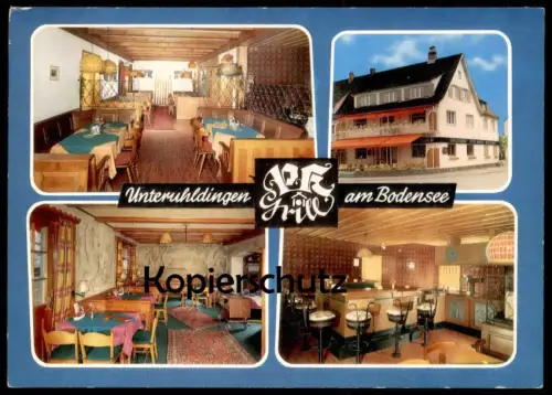 ÄLTERE POSTKARTE UNTERUHLDINGEN GRILL- UND PFAHLBAUSTUBEN KNAUS BODENSEE UHLDINGEN-MÜHLHOFEN Ansichtskarte cpa postcard