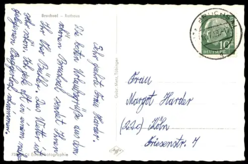 ÄLTERE POSTKARTE BRUCHSAL RATHAUS Auto Motorrad Ansichtskarte AK postcard cpa