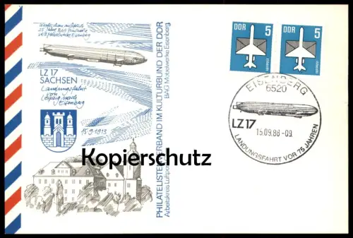 ÄLTERE POSTKARTE LANDUNGSFAHRT LEIPZIG EISENBERG LZ 17 SACHSEN ZEPPELIN SONDERSTEMPEL Luftschiff Ansichtskarte postcard