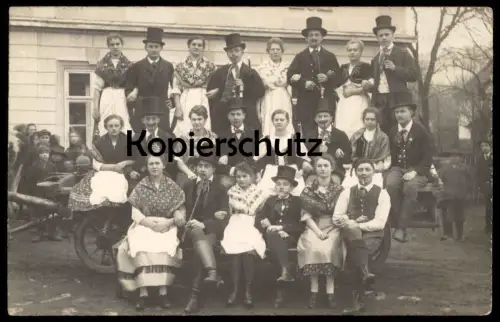 ALTE FOTO POSTKARTE FEST TRACHT BRAUCHTUM MÄNNER MIT ZYLINDER PFEIFE MIT OLBERSDORF BESCHRIFTET Ansichtskarte postcard