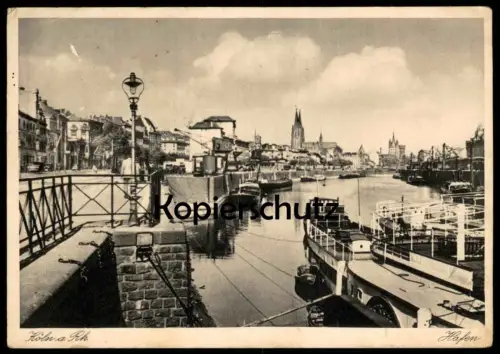 ALTE POSTKARTE KÖLN AM RHEIN HAFEN harbour port havre Dampfer Frachtschiff freight cargo ship postcard cpa Ansichtskarte