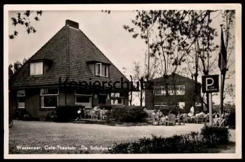 ALTE POSTKARTE WASSENAAR CAFÉ-THEETUIN DE SCHULPWEI PARKPLATZ Pays-Bas Nederland Ansichtskarte postcard cpa AK