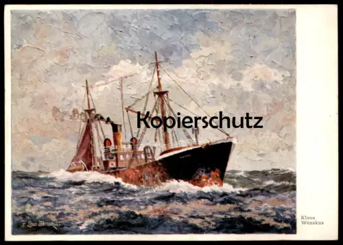 ÄLTERE KÜNSTLER POSTKARTE SCHIFF KLAUS WENKUS MARINEMALER CLAUS Dampfer bateau sailing ship Marke Kieler Woche postcard
