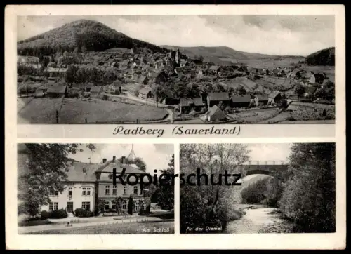 ÄLTERE POSTKARTE PADBERG SAUERLAND PANORAMA AM SCHLOSS AN DER DIEMEL BREDELAR KREIS BRILON MARSBERG Ansichtskarte AK