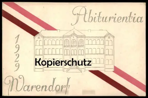 ALTE POSTKARTE WARENDORF ABITURIENTIA 1929 GYMNASIUM Abitur Abi Studentica Studentika Couleurkarte Georg Hagedorn AK cpa