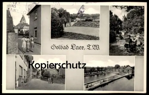 ÄLTERE POSTKARTE SOLBAD LAER TEUTOBURGER WALD Schwimmbad Mädchen Zöpfe Kleid girls Kinder Bad Ansichtskarte cpa postcard