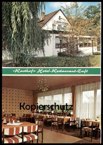 ÄLTERE POSTKARTE WOLFSBURG DETMERODE RASTHOF HOTEL RESTAURANT CAFÉ RATSKELLER EDEL PILS LANDKARTE AK cpa postcard