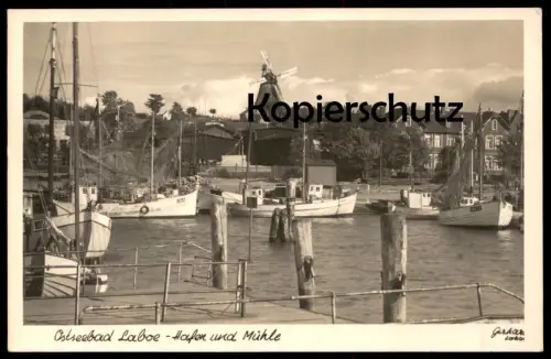 ALTE POSTKARTE OSTSEEBAD LABOE HAFEN UND MÜHLE WINDMÜHLE KIEL windmill mill molen moulin Ansichtskarte AK postcard cpa