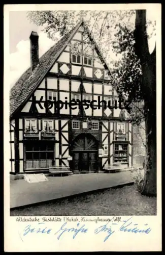 ALTE POSTKARTE HIMMIGHAUSEN ALTDEUTSCHE GASTSTÄTTE F. KUKUK NIEHEIM LANDPOSTSTEMPEL RECHTECKSTEMPEL Ansichtskarte AK cpa