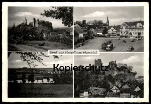 ALTE POSTKARTE GRUSS AUS KASTELLAUN BURG MARKTPLATZ LKW MAGIRUS DEUTZ Hunsrück Ansichtskarte AK cpa postcard