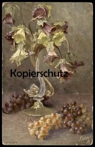 ALTE KÜNSTLER POSTKARTE BLUMEN UND FRÜCHTE C. GÖBL WEINTRAUBEN RAPHAEL TUCK OILETTE Tucks Ansichtskarte AK cpa postcard