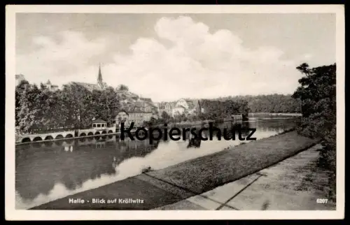 ALTE POSTKARTE HALLE SAALE BLICK AUF KRÖLLWITZ Teich Ansichtskarte AK postcard cpa