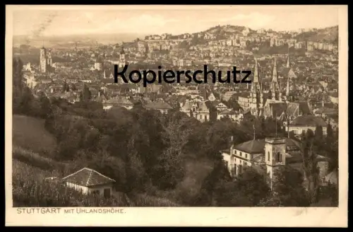 ALTE POSTKARTE STUTTGART MIT UHLANDSHÖHE BADEN-WÜRTTEMBERG cpa postcard Ansichtskarte AK