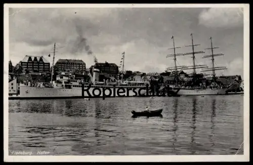 ALTE POSTKARTE FLENSBURG HAFEN SCHÖNE GRENZSTADT DER NORDMARK HAPAG DAMPFER KAISER SCHIFF Kai Harbour Port ship postcard