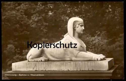 ALTE POSTKARTE FLENSBURG SPHINX VON THORVALDSEN BILDHAUER 1927 Ansichtskarte cpa postcard AK