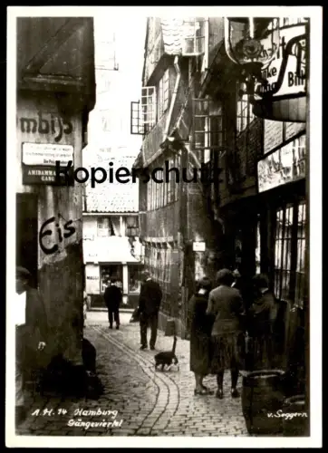 ALTE POSTKARTE HAMBURG GÄNGEVIERTEL AMIDAMMACHERGANG IMBISS EIS LASTWAGEN VERBOTEN POLIZEIBEHÖRDE V. SEGGERN AK postcard