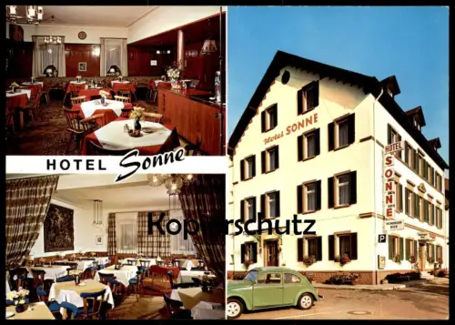 ÄLTERE POSTKARTE ETTLINGEN HOTEL SONNE MONINGER BIER ZIGARETTENAUTOMAT AUTOMAT VW KÄFER VOLKSWAGEN Ansichtskarte cpa