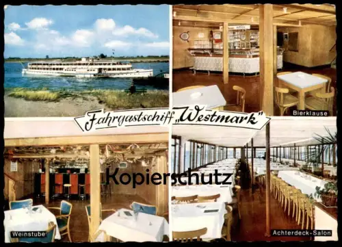ÄLTERE POSTKARTE FAHRGASTSCHIFF WESTMARK DUISBURG RUHRORTER PERSONEN SCHIFFAHRT ACHTERDECK-SALON BIERKLAUSE Schiff ship