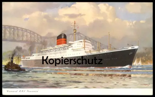 ÄLTERE POSTKARTE CUNARD R.M.S. SAXONIA DAMPFER KREUZFAHRTSCHIFF HAFEN Schiff Motorschiff ship bateau postcard cpa AK