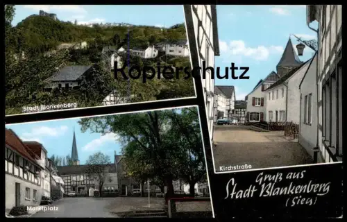 ÄLTERE POSTKARTE STADT BLANKENBERG SIEG MARKTPLATZ KIRCHSTRASSE BÄCKEREI WILLI PÜTZ RUF UCKERATH Hennef Ansichtskarte AK