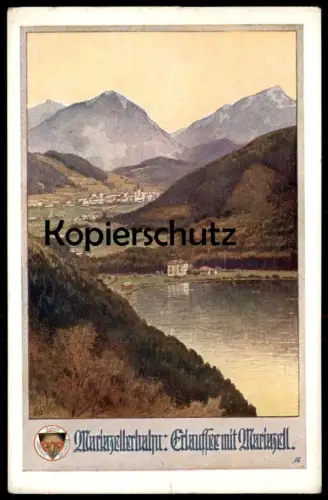 ALTE POSTKARTE MARIAZELLERBAHN ERLAUFSEE MIT MARIAZELL BAHN Eisenbahn Ansichtskarte AK postcard cpa
