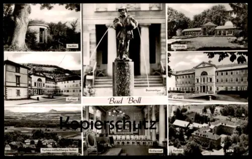 ÄLTERE POSTKARTE BAD BOLL BRUNNENFIGUR PAVILLON KURHAUS MIT RECHBERG UND STUIFEN KIRCHENSAAL LIEGEHALLE AK cpa postcard