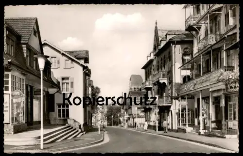 ÄLTERE POSTKARTE BAD MÜNSTER AM STEIN HAUPTSTRASSE GESCHÄFT FEINKOST SCHARLACHBERG MEISTERBRAND HOTEL KAISERHOF BÄCKEREI