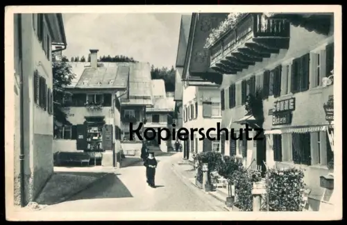 ALTE POSTKARTE OBERSTAUFEN IM ALLGÄU LINDAUER STRASSE BÄCKEREI SONNE SCHWARZE TRACHT NONNE Ansichtskarte AK cpa postcard