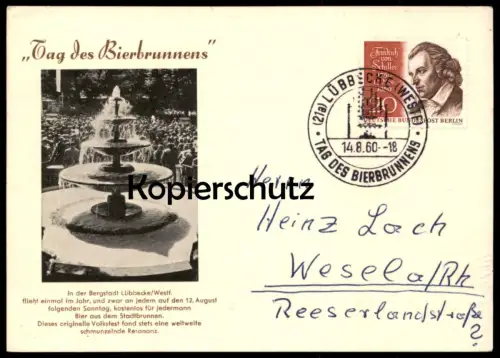 ÄLTERE POSTKARTE LÜBBECKE TAG DES BIERBRUNNENS VOLKSFEST 1960 BIER beer fountain fontaine Ansichtskarte AK postcard