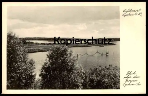 ALTE POSTKARTE LUFTKURORT LYCHEN BLICK ÜBER DEN GROSSEN LYCHEN-SEE GROSSER LYCHENSEE NETZE AK Ansichtskarte cpa postcard
