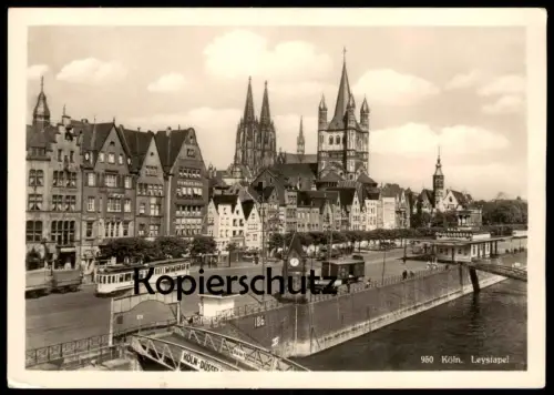 ALTE POSTKARTE KÖLN AM RHEIN LEYSTAPEL RHEINGOLD SERIE NR. 950 STRASSENBAHN ANLEGER KÖLN DÜSSELDORER postcard AK