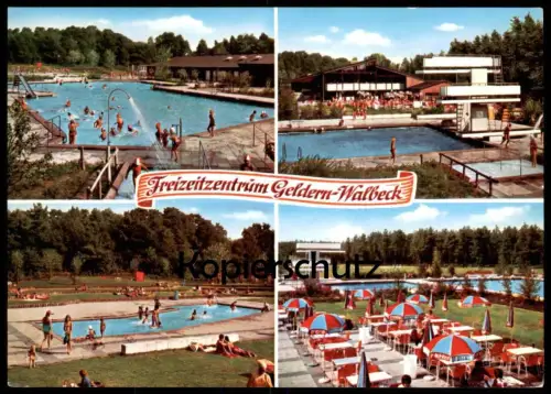 ÄLTERE POSTKARTE GELDERN-WALBECK FREIZEITZENTRUM SCHWIMMBAD FREIBAD BAD SPRUNGTURM Swimming Pool piscine AK postcard cpa