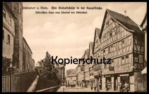 ALTE POSTKARTE OCHSENFURT AM MAIN ALTE GIEBELHÄUSER IN DER HAUPTSTRASSE HISTORISCHES HAUS SCHMIED VON O. FACHWERK BAYERN
