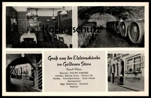 ALTE KARTE KAUB GRUSS AUS DER ELSLEINSCHÄNKE IM GOLDENEN STERN PHILIPP KIRDORF INHABER RENATE FUCHS RECHNUNG PENSION AK