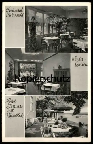 ALTE POSTKARTE LINZ AM RHEIN HOTEL EUROPÄISCHER HOF WINTERGARTEN SPEISESAAL 2 MINUTEN VON DAMPFERANLEGESTELLEN AK