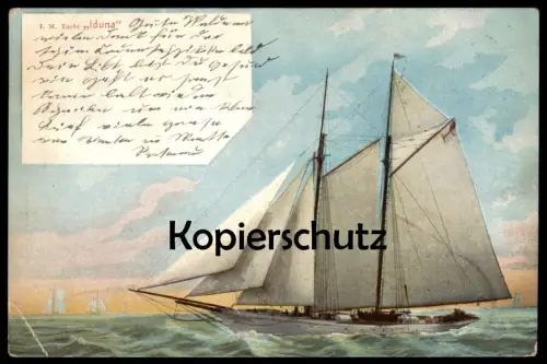 ALTE POSTKARTE I. M. YACHT IDUNA JACHT ADRESSIERT AN SCHIFFZIMMERMANN WALDEMAR LEANDER Schiff Segelschiff postcard cpa