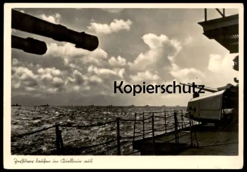 ALTE POSTKARTE ZERSTÖRER LAUFEN IN KIELLINIE AUF MARINE Kriegsschiff warship war vessel bateau de guerre AK postcard cpa