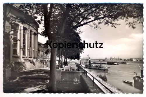 ÄLTERE POSTKARTE HOMBERG RHEINGARTEN KONGRESS- TAGUNGS- GESELLSCHAFTSRÄUME DAMPFER SCHIFF DUISBURG RHEIN Ansichtskarte