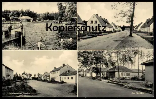 ÄLTERE POSTKARTE ESPELKAMP MITTWALD LAUENBURGER STRASSE GREISWALDER STRASSE AM NORDTOR WALDBAD Bad Schwimmbad AK cpa