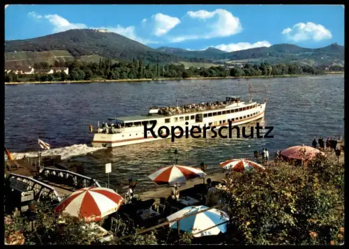 ÄLTERE POSTKARTE BAD GODESBERG BLICK ZUM SIEBENGEBIRGE M.S. RÜDESHEIM RHEIN SCHIFF ship Ansichtskarte AK cpa postcard