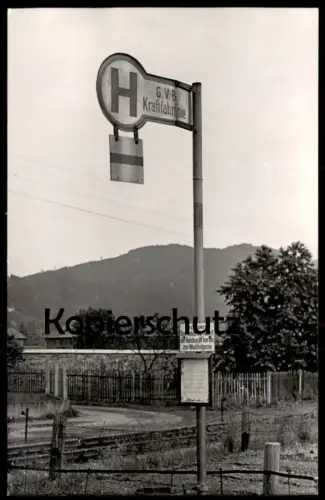 ALTE POSTKARTE GRAZ WETZELSDORF HALTESTELLE G.V.B. KRAFTFAHRLINIE BEI NEBEL VERKEHRT AUTOBUS NUR BIS ZUR WACHTELGASSE AK