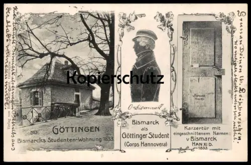 ALTE POSTKARTE GÖTTINGEN BISMARCKS STUDENTENWOHNUNG BISMARCK ALS STUDENT CORPS HANNOVERA KARZER AK postcard cpa