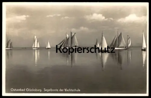 ALTE POSTKARTE GLÜCKSBURG 1949 SEGELBOOTE DER YACHTSCHULE BOOTE ships Ostseebad Ansichtskarte postcard cpa AK