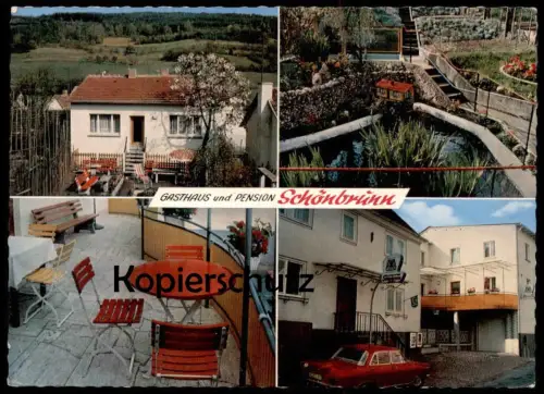 ÄLTERE POSTKARTE HEIMBUCHENTHAL GASTHAUS UND PENSION SCHÖNBRUNN ANNA FRIES OPEL ? MESPELBRUNN Ansichtskarte AK postcard