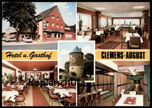 ÄLTERE POSTKARTE DAVENSBERG HOTEL CLEMENS AUGUST STATTMANN THEKENRAUM KEGELBAHN VOGELSCHIESSSTAND Ansichtskarte AK cpa